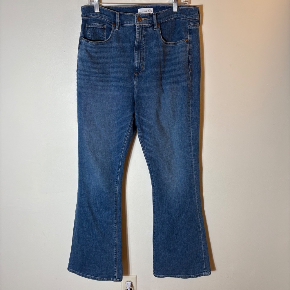 LOFT Slim Flare Jeans Medium‎ Wash High Rise Denim Size 10 30
